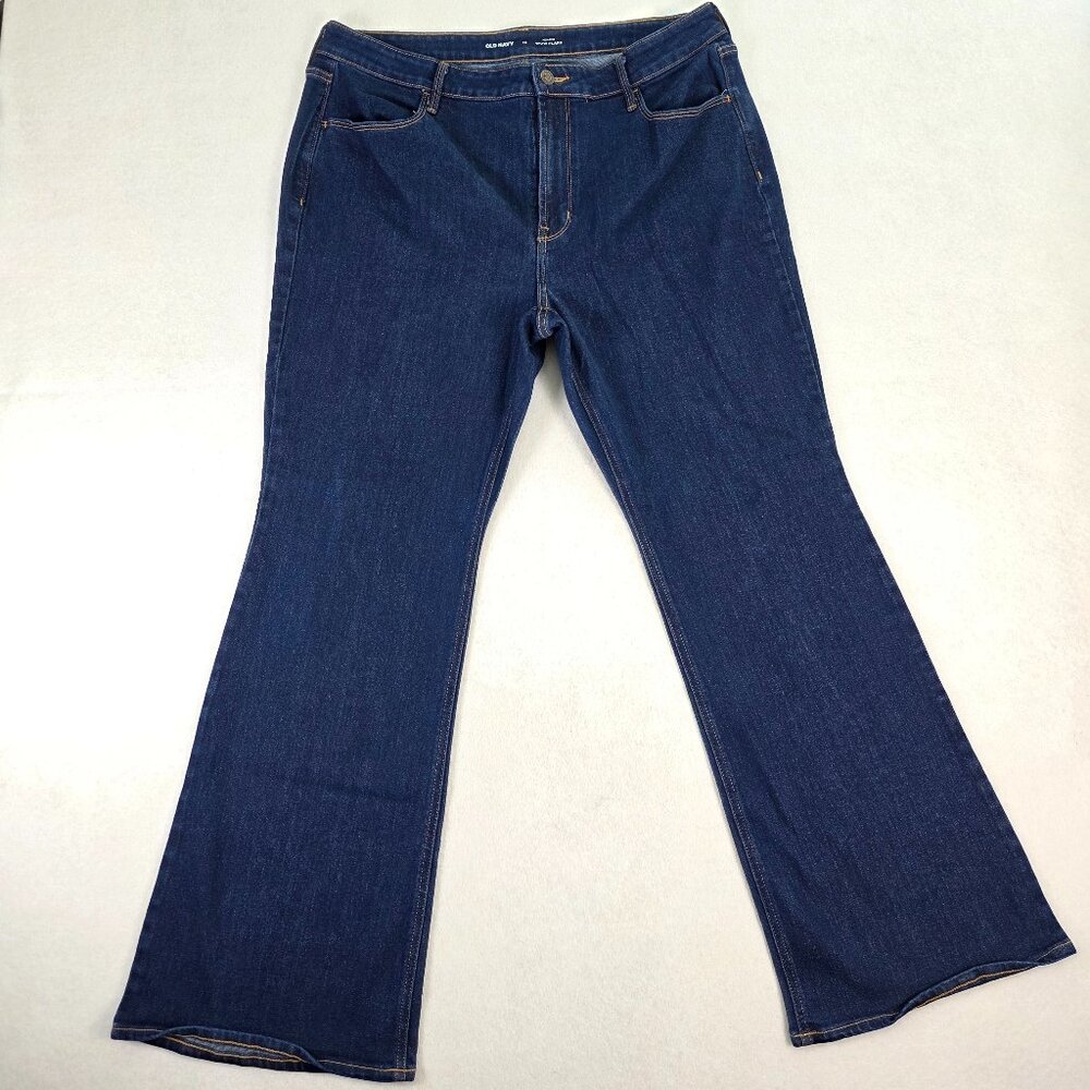 Old Navy Wow Flare Jeans Womens Size‎ 16 High Rise Dark Wash Stretch Denim Pants